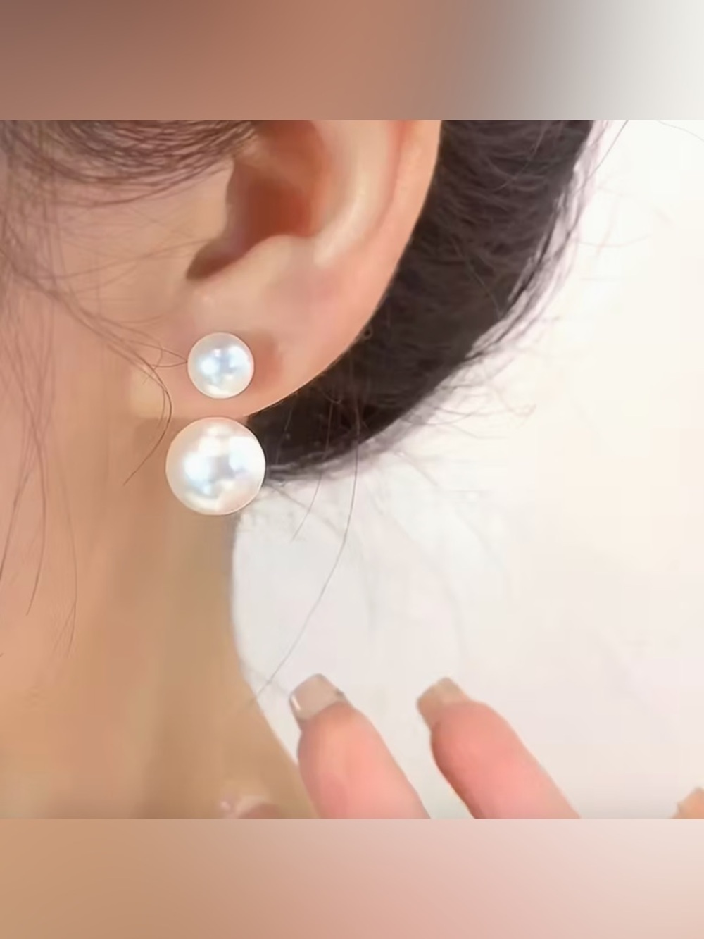 Elegant Double Pearl Stud Earrings.